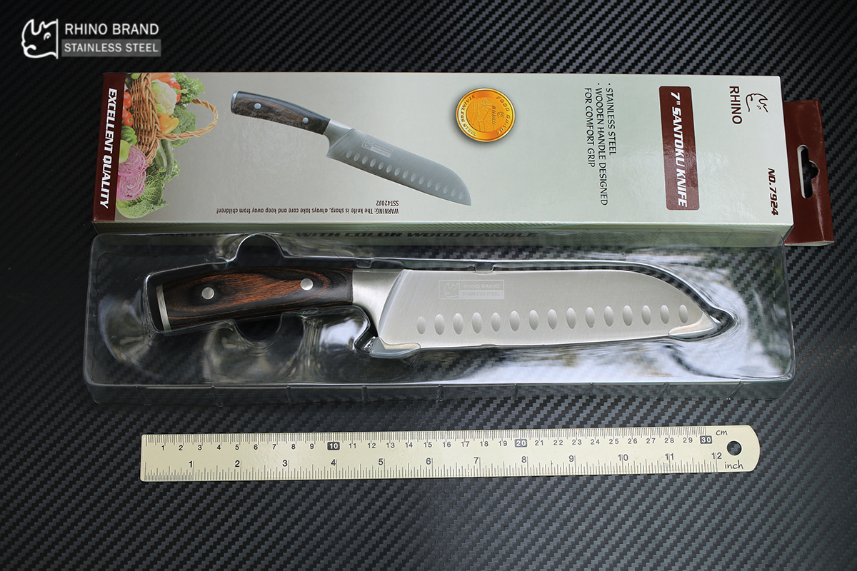 มีดทำครัวซันโตกุ RHINO BRAND PREMIUM No.7924 SANTOKU KNIFE แสตนเลส ของแท้ 100%