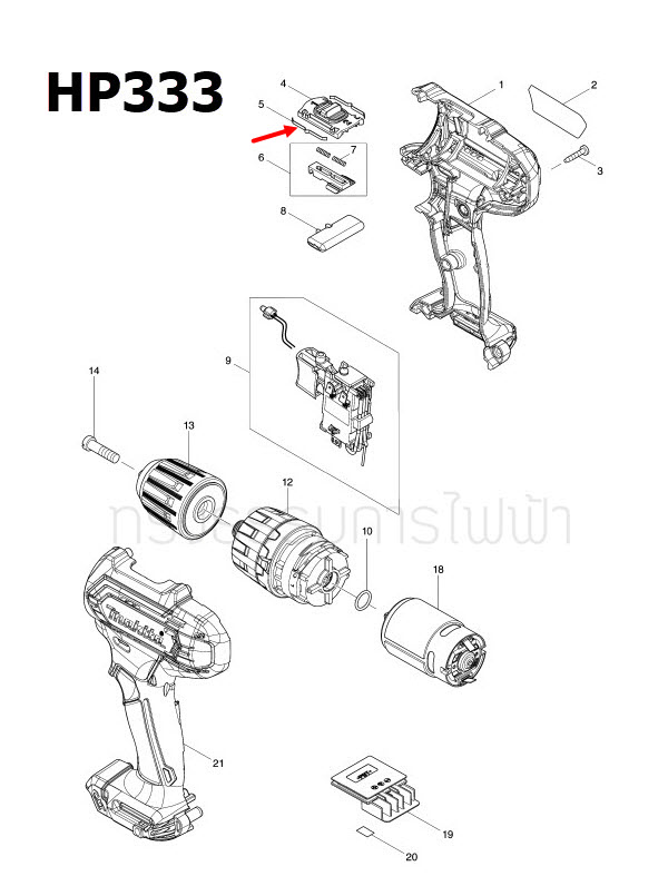 LEAF SPRING สว่านไขควงไร้สาย Makita มากีต้า DF033D, DF333, DF333D, HP333, HP333D [#5] Pn.232493-5 (แท้) ##(*)