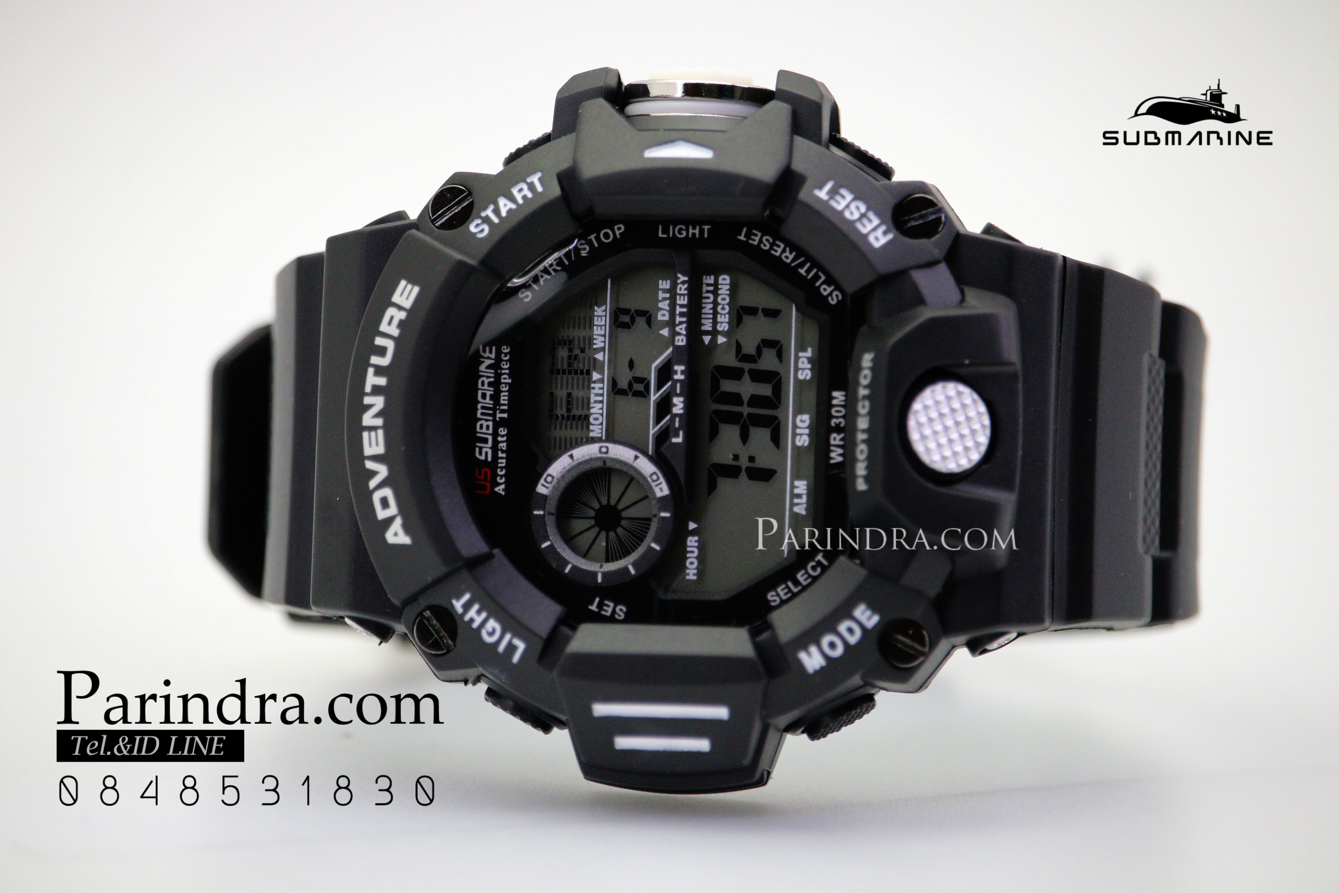 นาฬิกา US submarine รุ่น TP1328M สีดำตัดขาว พื้นหลังเทา