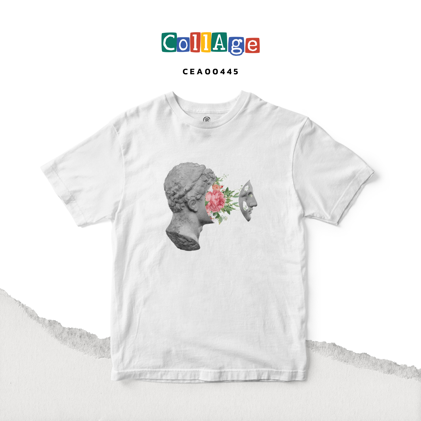 เสื้อยืดพิมพ์ลาย Collage Brooke II รหัส CEA00445 สีขาว #เสื้อยืด #Collage