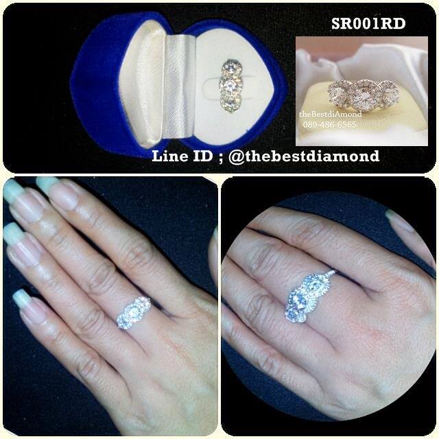 SR001RD+++3 Diamonds Luxury Style+++แหวนเงินแท้ ดีไซน์สวยหรู แบบร้านจิวเวลลี่ทันสมัย ตามcounter ห้างเลย เหมือนของแท้สุดๆ เล่นไฟวิีงๆ รับประกันความสวย