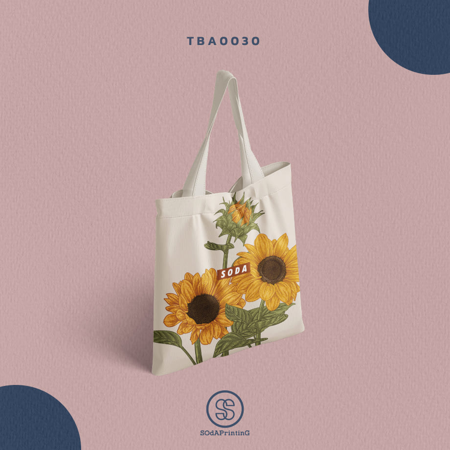 กระเป๋าผ้าแคนวาส พิมพ์ลาย Sunflower TBA0030 #SOdABag #SOdAPrintinG #กระเป๋า #กระเป๋าผ้า