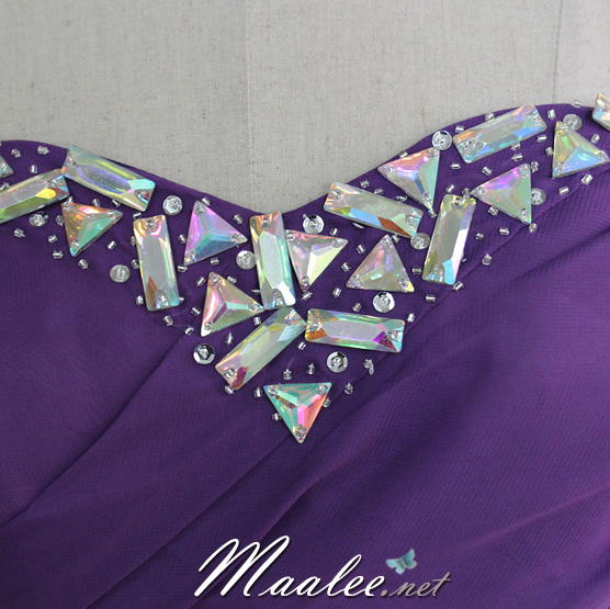 พร้อมส่ง ชุดราตรีสั้น&ชุดเดรสสั้น เกาะอกสีม่วง ผ้าชีฟองแต่งจีบกระโปรงแบบสานต่อกัน อกแต่งเลื่อมหรู ชายยาว (ปรับแก้ไซส์ได้)