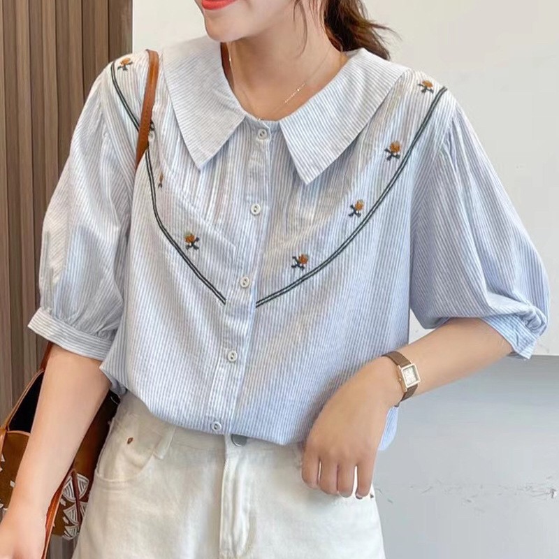 เสื้อผ้าฝ้ายลายริ้วลายปัก