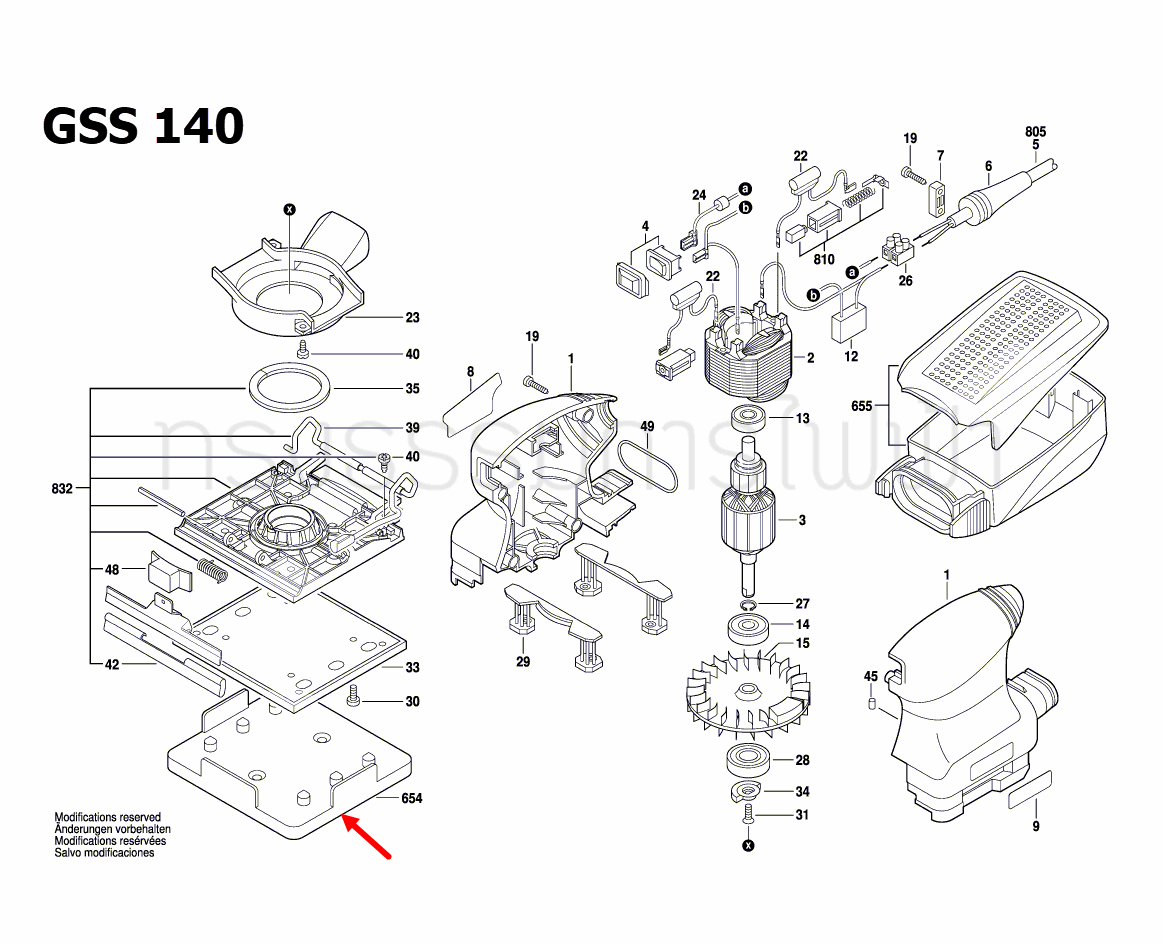 เครื่องมือเจาะรู เครื่องขัดกระดาษทราย Bosch บอช GSS 140, GSS 140 A [#654] Pn.2610920650 (แท้-สั่ง)