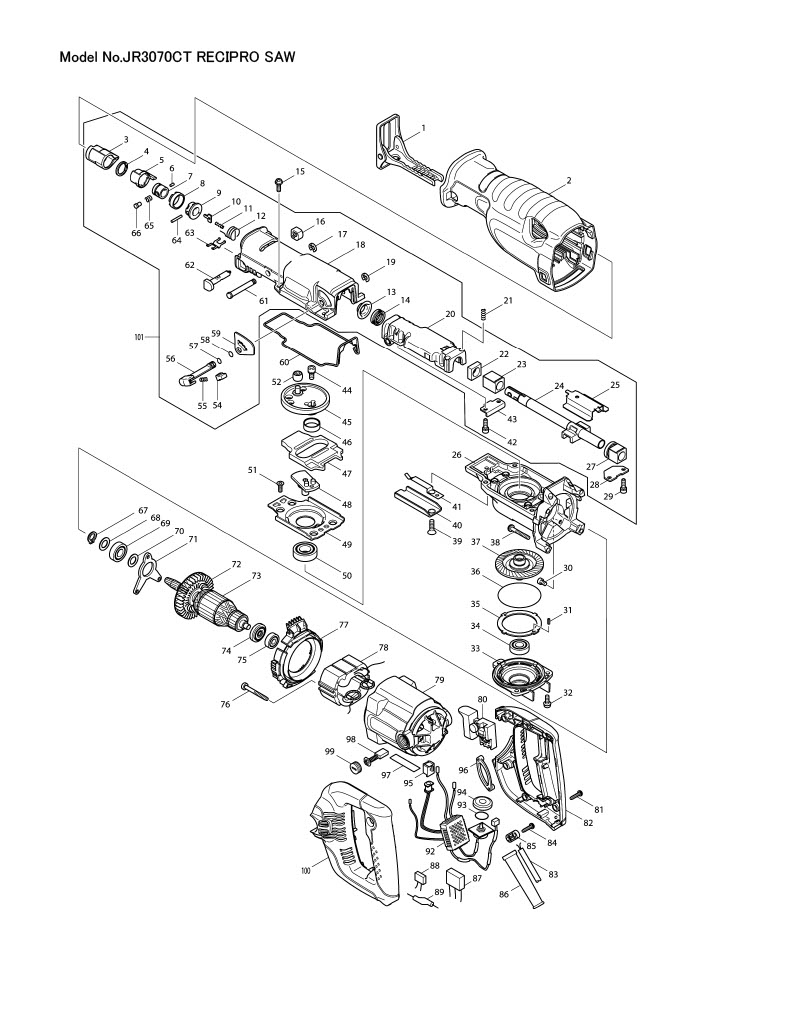 JR3070CT เลื่อนชักไฟฟ้า Makita Spare Parts