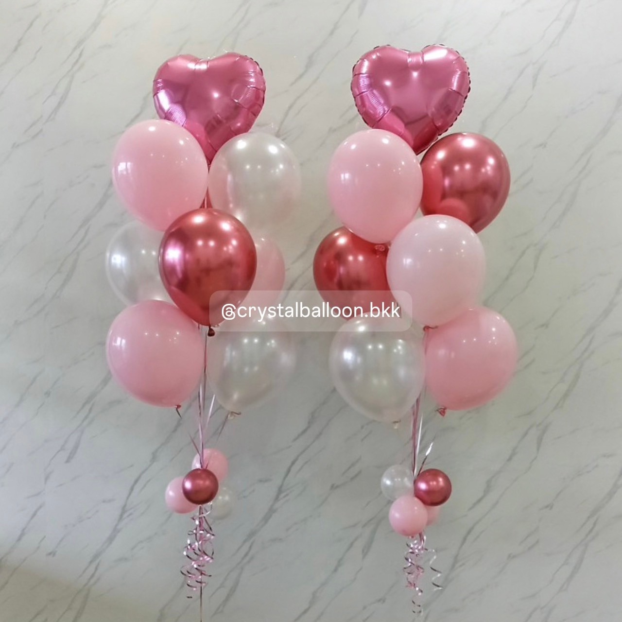 ลูกโป่ง Anniversary ช่อลูกโป่งฟอยล์หัวใจ ขนาด 18" ช่อ 10 ลูก 2 ช่อ พร้อมตกแต่ง สามารถเปลี่ยนสีลูกโป่ง/เปลี่ยนข้อความ/เปลี่ยนสี-ฟอยล์ตกแต่งได้