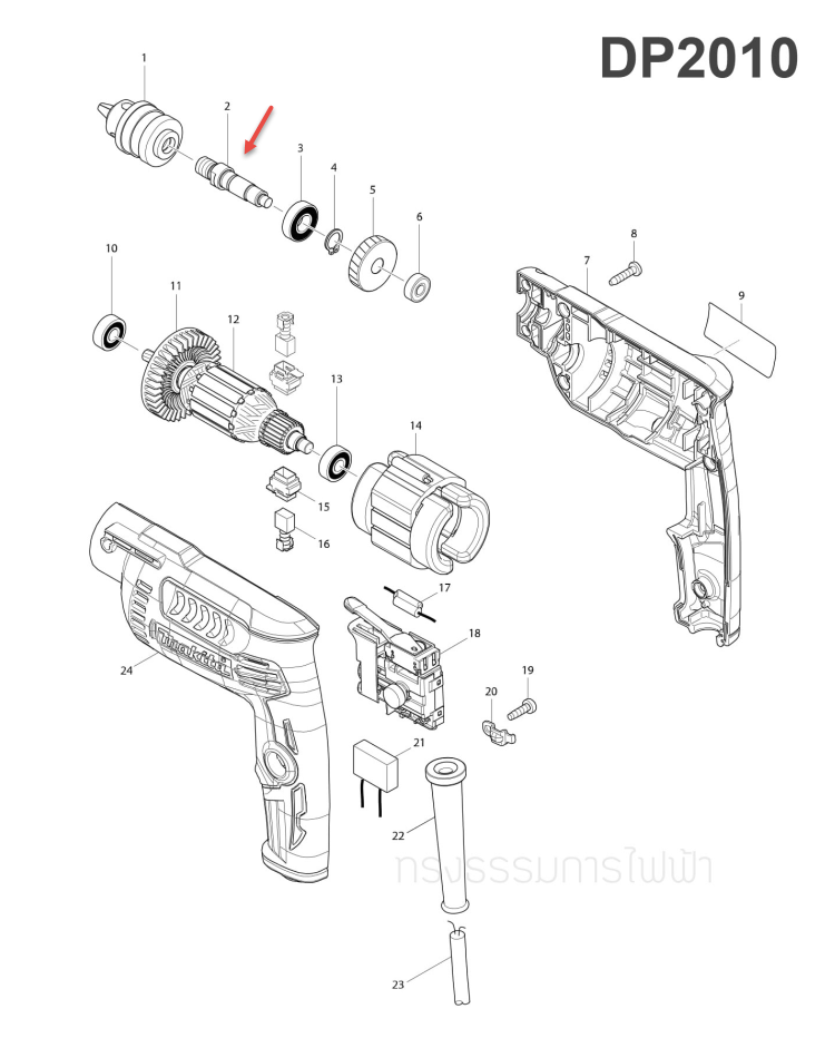 แกนเฟือง สว่าน มากีต้า-Makita DP2010 [#2] Pn.326280-3 (แท้) ##