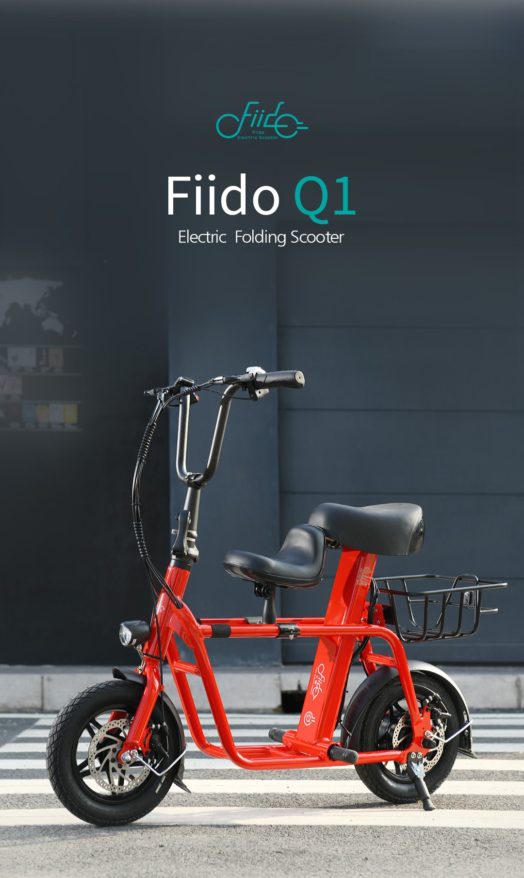 จักรยานไฟฟ้า FIIDO Q1 ล้อ 12 นิ้ว | พับได้ | มอเตอร์ 250W | แบตเตอรี่ลิเธียม 36V 10Ah | รองรับน้ำหนัก 150 กก. | สีขาว, แดง, เขียว, เทา