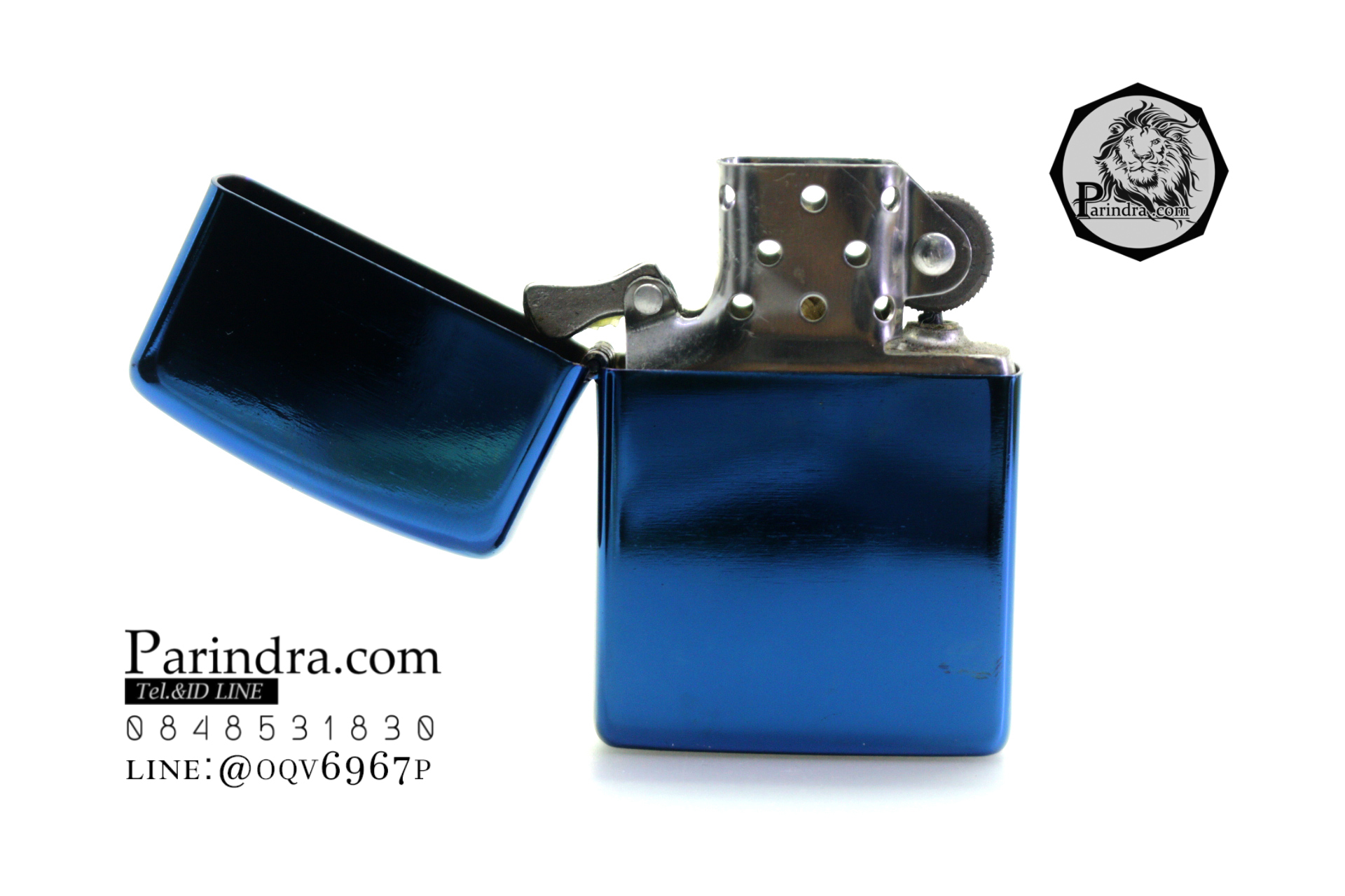 ไฟแช็ค Earth ลายสีน้ำเงินเงา เติมน้ำมันรอนสัน