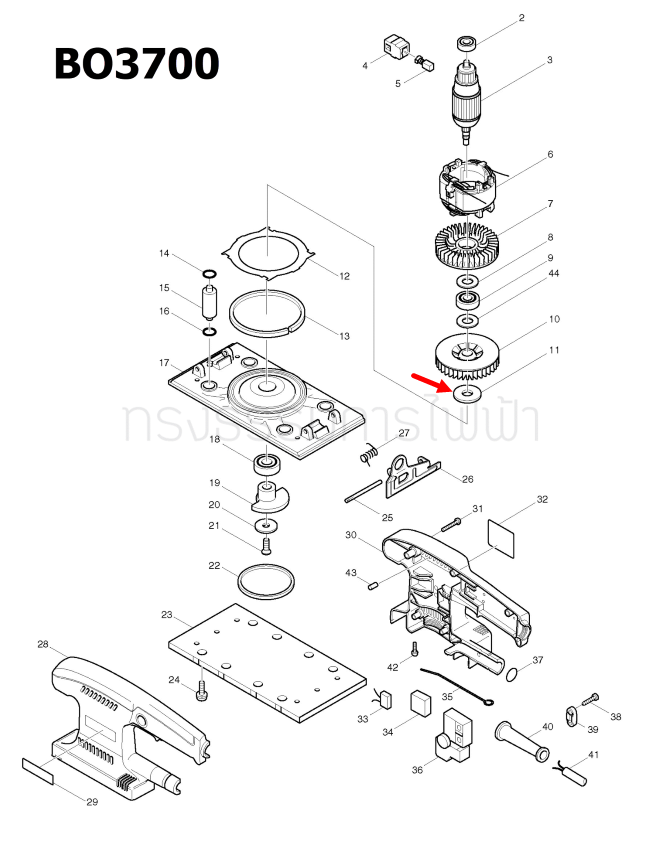 FLAT WASHER 8 เครื่องขัดกระดาษทราย Makita มากีต้า BO3700 [#11] Pn.267216-2 (แท้) ##