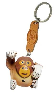 พร้อมส่ง พวงกุญแจหนังแท้ Handmade รูปลิงอุลังอุตัง