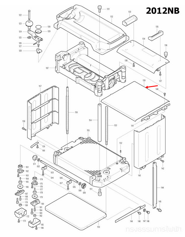 TABLE PLATE แท่นไสไม้ Makita-มากีต้า 2012NB [#139] Pn.344816-6 (แท้) ##