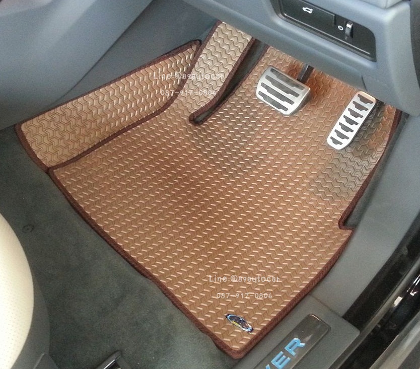 โรงงานพรมรถยนต์ Land Rover Rang Rover Evoque 2016 ลายธนูสีน้ำตาลขอบน้ำตาล