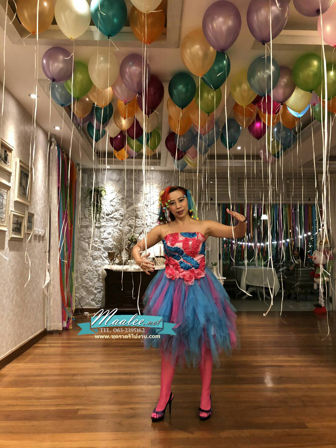 พร้อมเช่า ชุดแฟนซี เช่า 500 ชุดราตรีสั้น เกาะอก ชุดเชียร์ลีดเดอร์ กระโปรงแต่งเป็นชั้นๆ พองสวยมาก