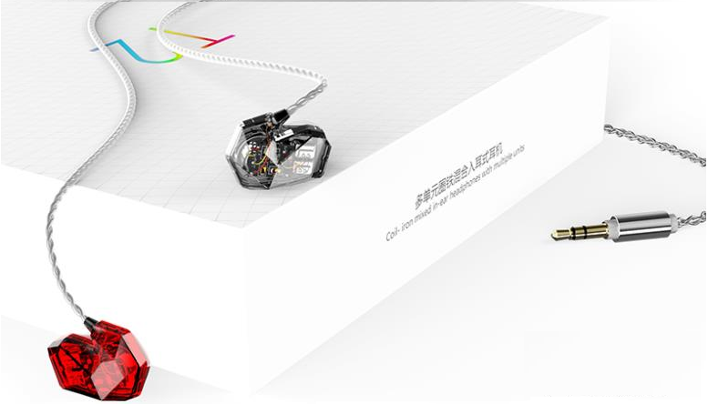 ขาย หูฟัง TTPOD T2 สีน้ำเงินใส สุดยอดหูฟังระดับเทพ 3 driver Hybrid (2BA 1 Dynamic) เสียงดี สายถักไม่พันกัน