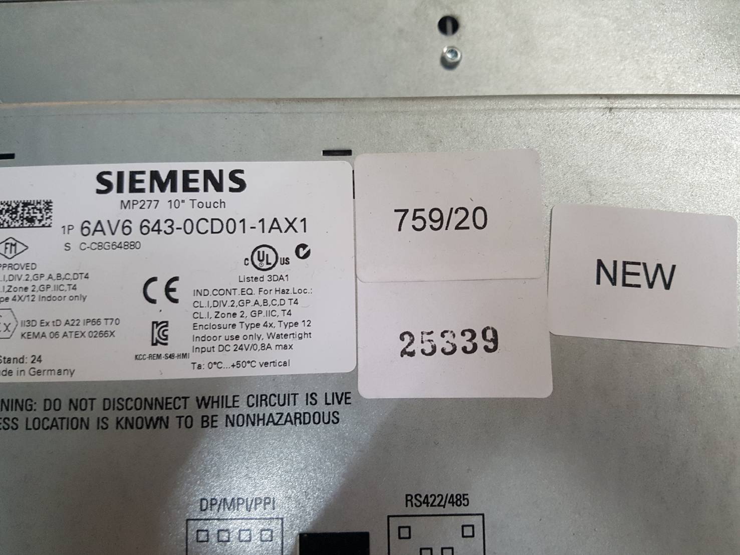 LCD TOUCH SCREEN " SIEMENS " รุ่น 6AV6 643-0CD01-1AX1
