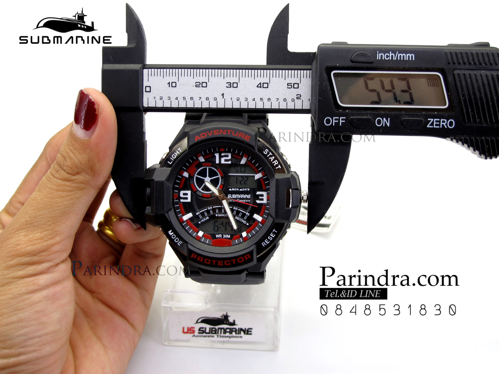 นาฬิกา US submarine Adventure Protector รุ่น TP3156M สีดำตัดแดง(พื้นเทา)