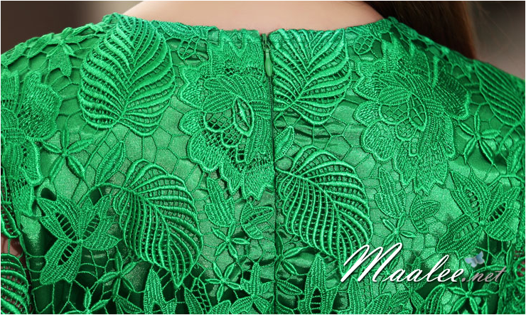 พร้อมส่ง ชุดราตรีสั้น ลูกไม้ สีม่วง แขน 3 ส่วน