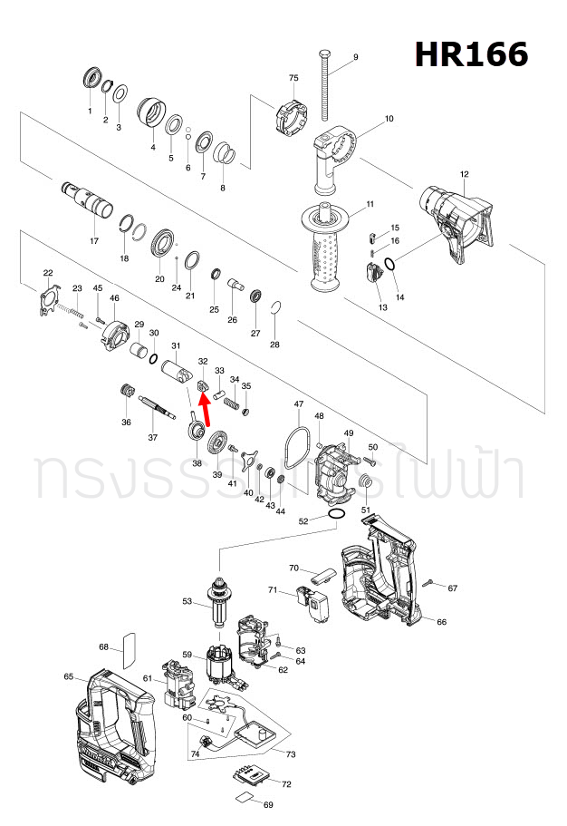GUIDE PLATE สว่านโรตารี่ Makita มากีต้า HR166, HR166D [#32] Pn.347101-6 (แท้) ##