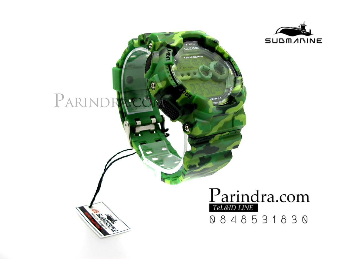 นาฬิกา US submarine รุ่น TP1340M (Military) สีลายพรางทหารสีเขียว หน้าปัดพื้นเขียว