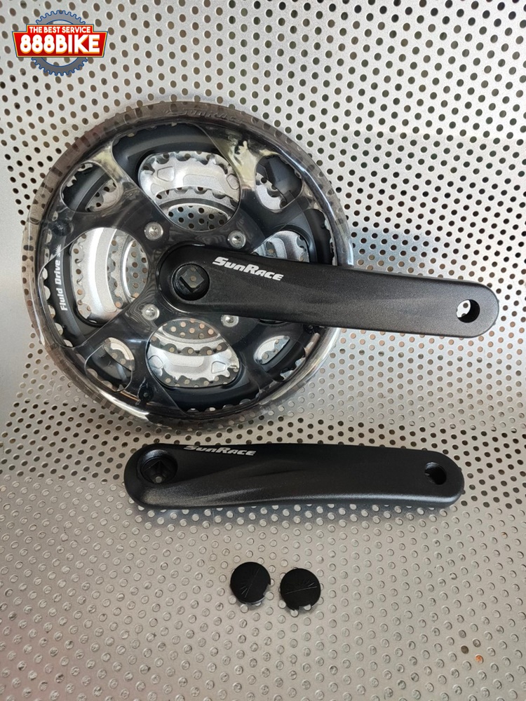 จานดูด 3 ชั้น ซันเรส Sunrace รุ่น M300 48-38-28T สีดำ ขายาว 175 มม. มีใบบังจาน