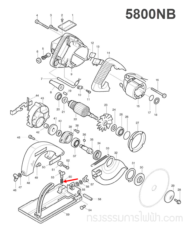 สปริงชุบเเข็ง เลื่อยวงเดือน Makita-มากีต้า 5800NB [#60], 5806B [#52] Pn.231316-4 (แท้) ##