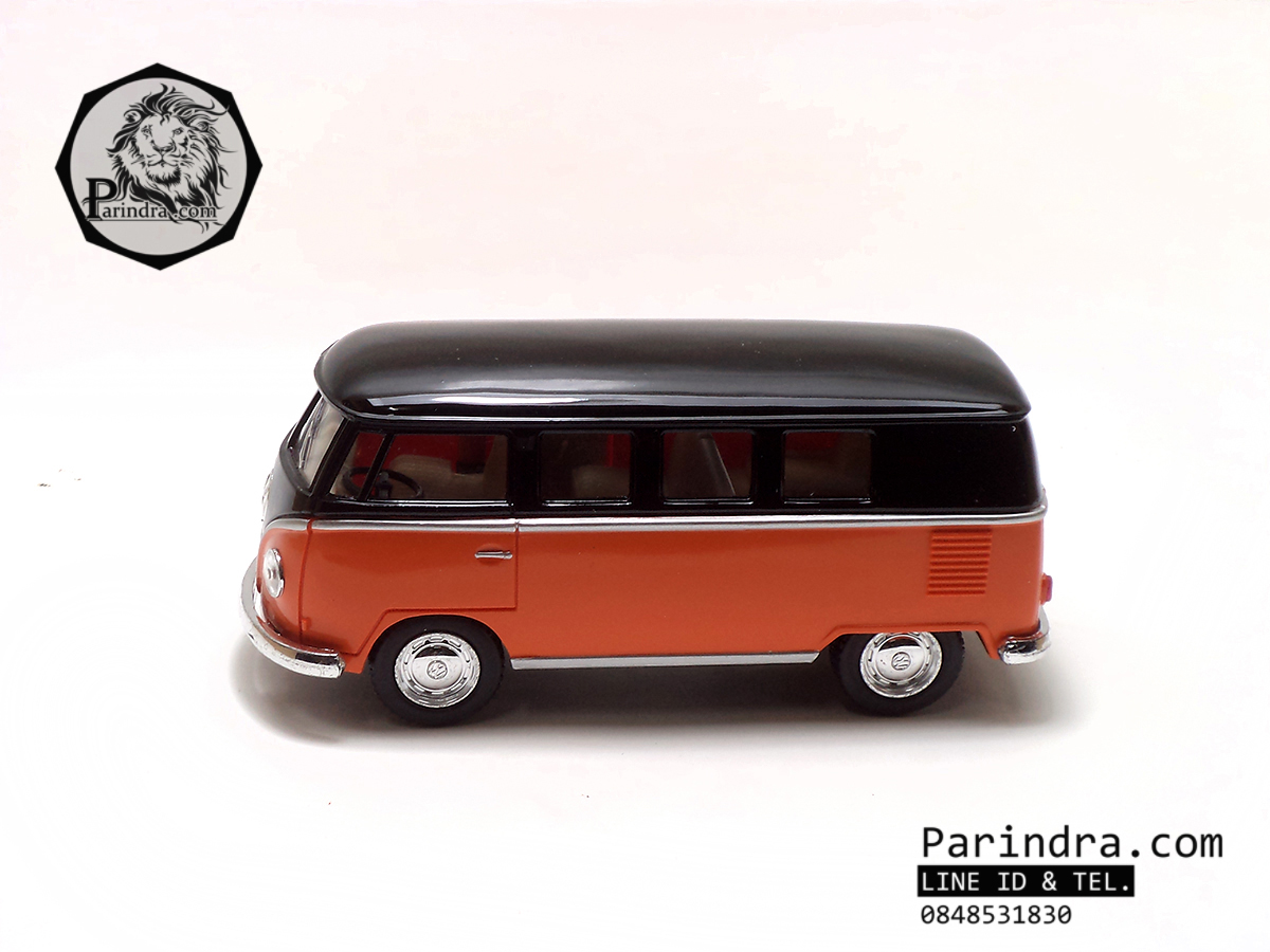 โมเดลรถเหล็ก รถตู้โฟล์ค รถเต่า Volksawagen Classical bus 1962 สีส้ม