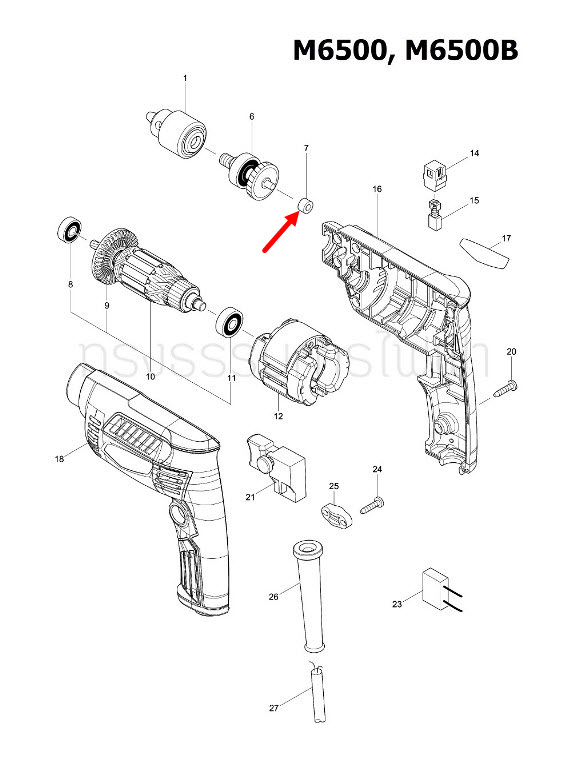บู้ท สว่าน Makita มากีต้า, Maktec มาคเทค M6500, M6500B, 6501, M6501B, MT650, MT651, MT652, MT653