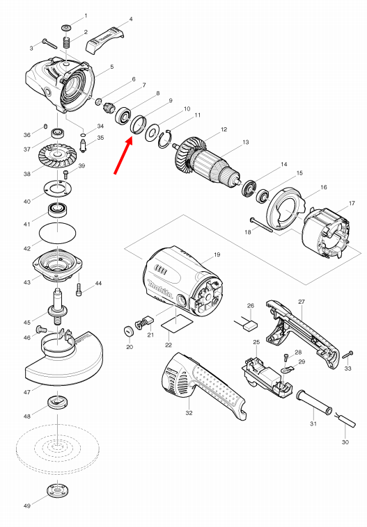RUBBER RING หินเจียร Maktec-มาคเทค MT902, MT900, MT901 [#8], Makita-มากีต้า รุ่น GA7020, GA7030 [#9] Pn.262085-6 (แท้) ##(*)