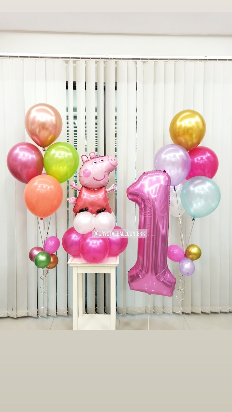 ลูกโป่ง วันเกิดเด็ก ฟอยล์ Peppa Pig ตั้งฐาน 1 ชิ้น พร้อม ช่อลูกโป่ง ช่อ 5 ลูก 2 ช่อ พร้อม ฟอยล์ตัวเลข ขนาด 40" 1 ชิ้น พร้อมตกเเต่ง สามารถเปลี่ยนสีลูกโป่ง/เปลี่ยนสี-ฟอยล์ตัวเลข/เปลี่ยนฟอยล์ตกแต่งได้