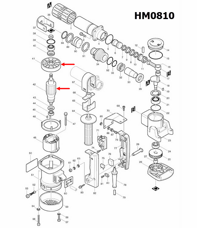 ทุ่น เครื่องสกัด Makita มากีต้า รุ่น HM0810, HM0810T, TA (แท้) ## (*)