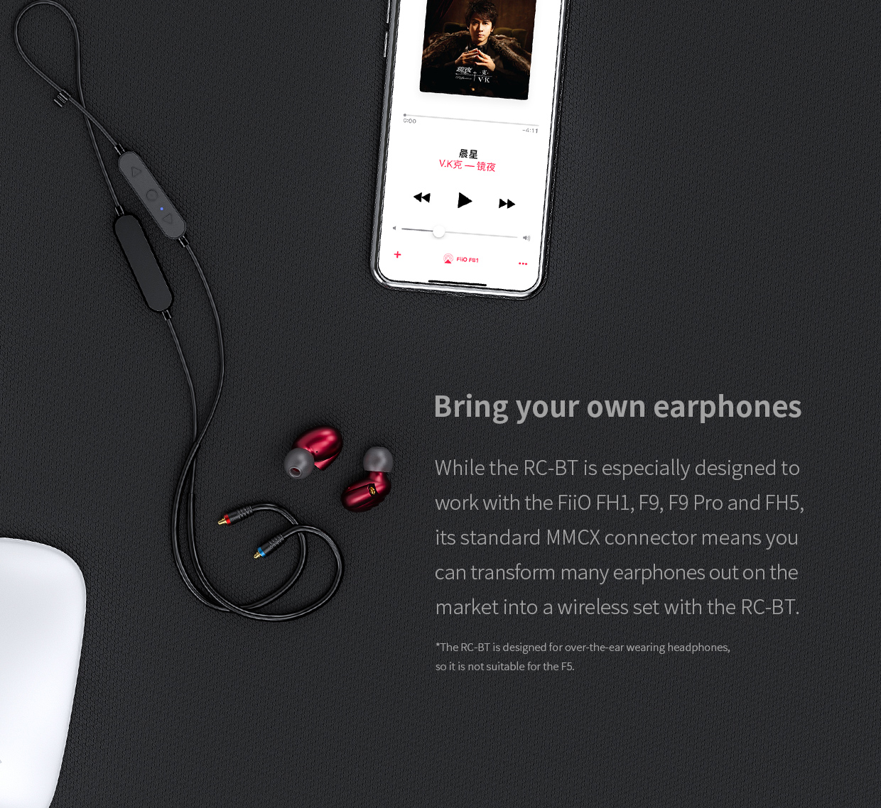 ขาย FiiO RC-BT สาย Bluetooth พร้อมไมค์ขั้ว MMCX รองรับ Aptx aac