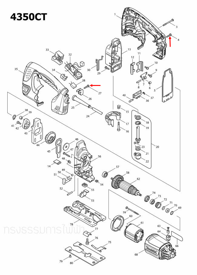 TAPPING SCREW 4X18 มากีต้า Makita DHP458, HM1305, HM1306, HM1307C, BTW450, 2414, BO3700, 4350CT, 6501 Pn.265995-6 (แท้) ##