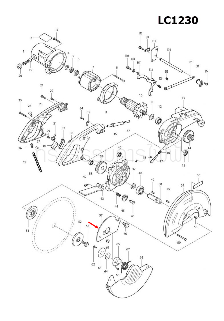 CENTER COVER แท่นตัดเหล็ก Makita มากีต้า LC1230 [#57] Pn.344737-2 (แท้) ##