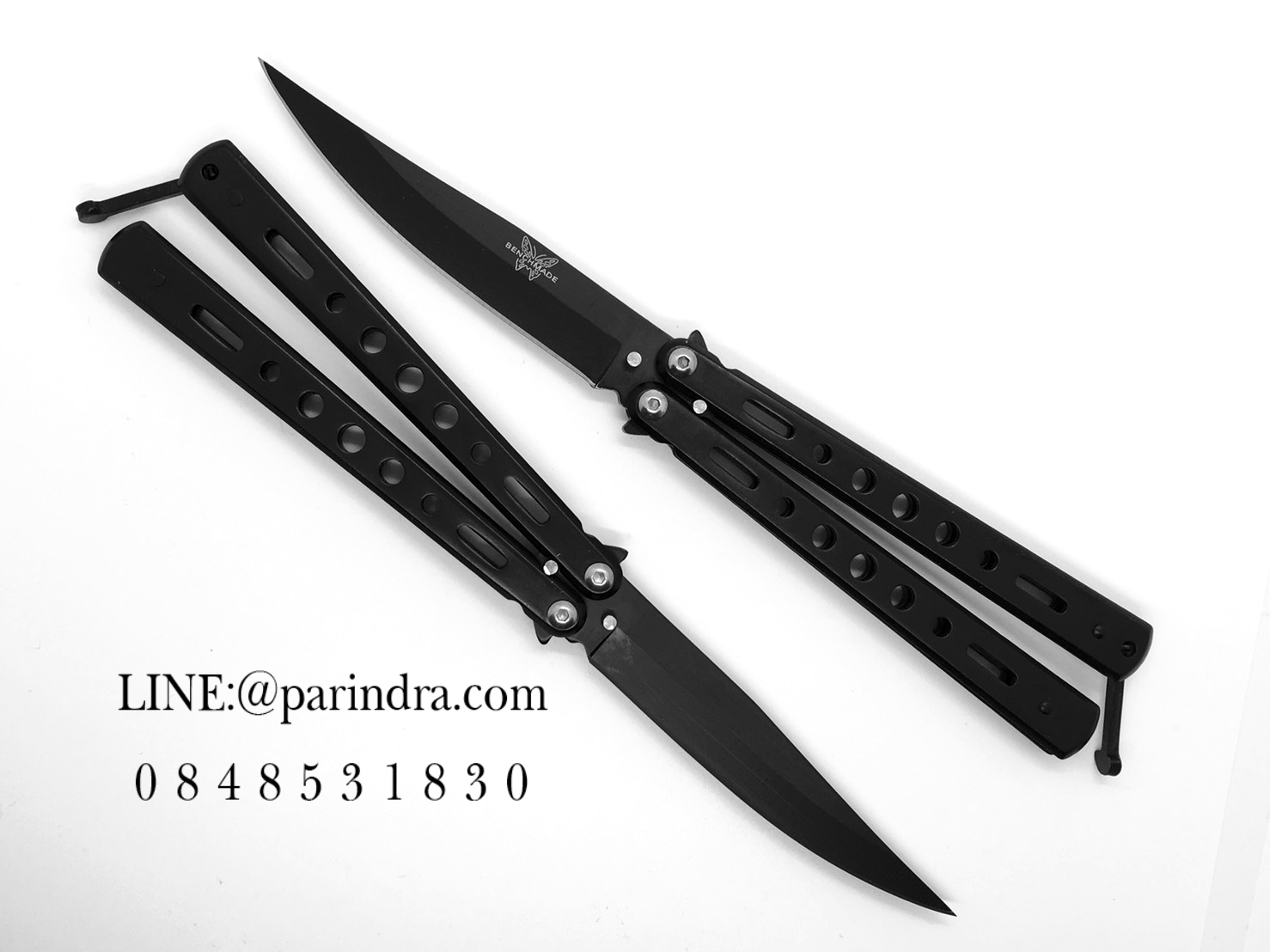 มีดบาลีซอง Balisong มีดควง มีดปีกผีเสื้อ สีดำ ขนาด 8.5 นิ้ว BLA039 ไม่มีคลิปเหน็บ