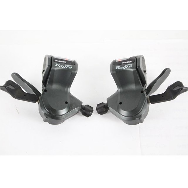 มือเกียร์ SHIMANO TIAGRA, SL-4700, รุ่นจาน 2 ชั้น, ใส่แฮนด์ตรง, 10-SPD, พร้อมสาย (มีกล่อง)
