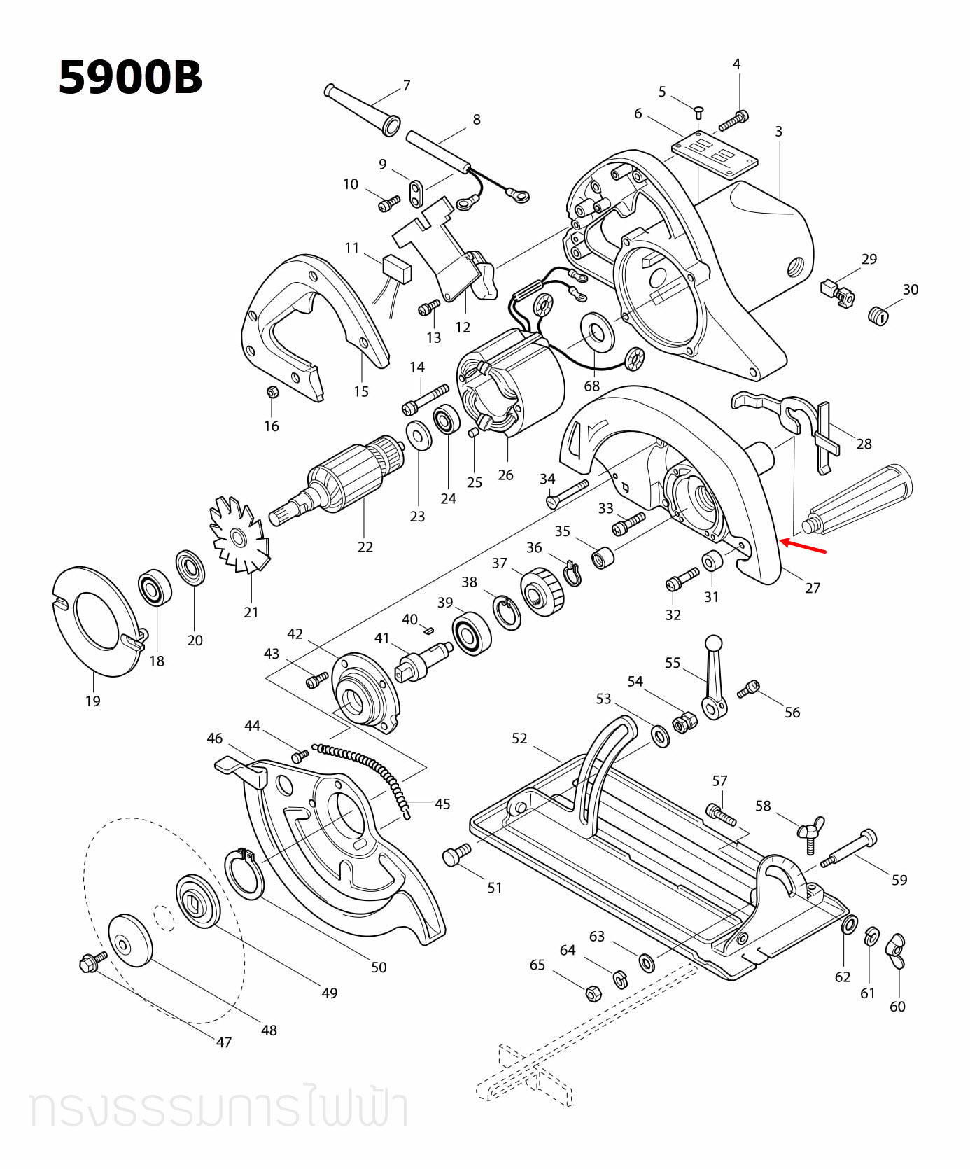เสื้อใบเลื่อย เลื่อยวงเดือน Makita มากีต้า 5900B [#27] Pn.152342-9 (แท้) ##
