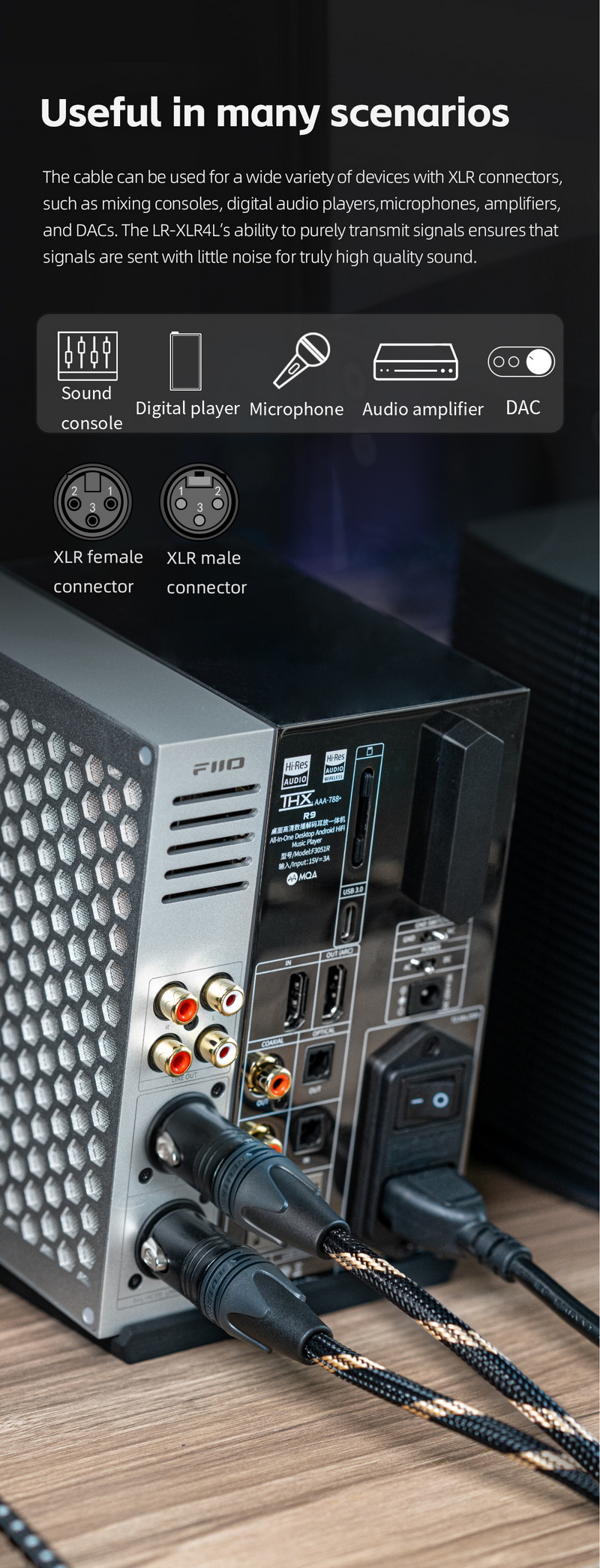 FiiO LX-XLR4L สายสัญญาณเสียง XLR ตัวผู้ถึงตัวเมีย 2 ชิ้น ยาว 150 ซม. ประกันศูนย์ไทย