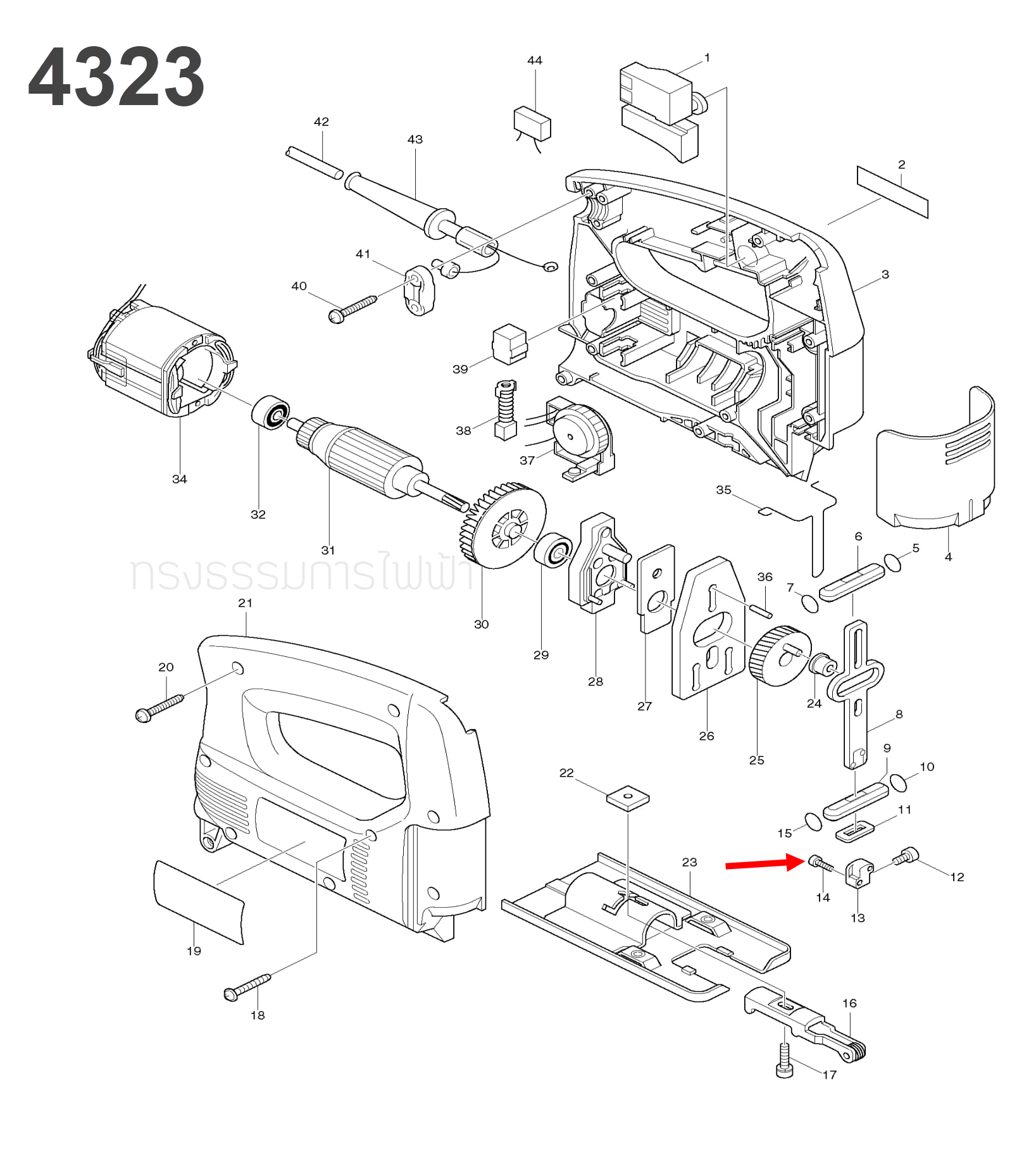 น็อต M3x10 จิ๊กซอว์ มาคเทค-Maktec MT431 [#36] Makita มากีต้า 4323 [#14], 4324 [#36], 4327, 4329 [#36] Pn.266177-3 (แท้)+++
