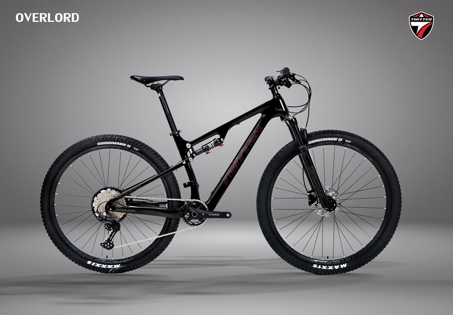 จักรยานเสือภูเขา TWITTER OVERLORD Full suspension bike, เฟรมคาร์บอน 1x12 speed Deore โช๊คลม ปี 2022