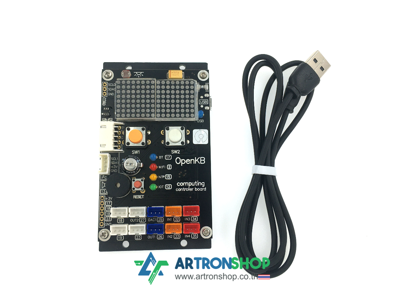 OpenKB บอร์ดไมโครคอนโทรลเลอร์เพื่อการศึกษา พร้อมสาย USB