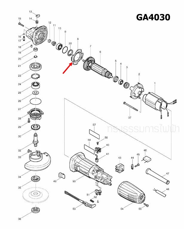 GUIDE PLATE หินเจียร Makita-มากีต้า GA4030, GA4031 [#8] Pn.413126-3 (แท้) ##