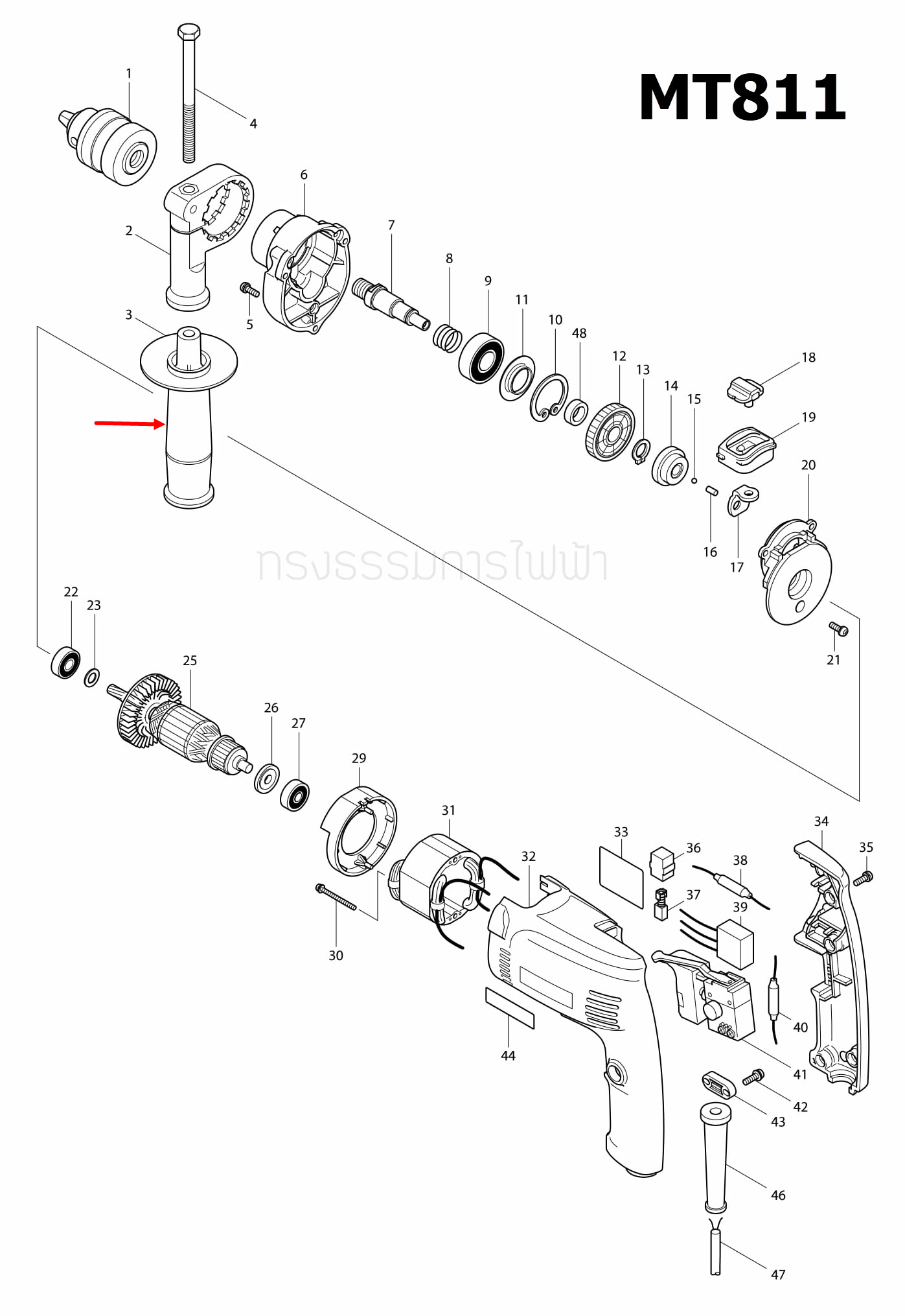 GRIP 36 COMPLETE สว่าน Maktec มาคเทค MT811 [#3] Pn.152521-9 (แท้) ##