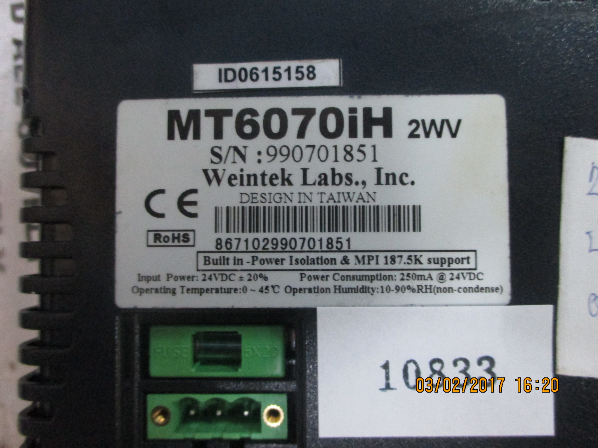 LCD TOUCH SCREEN “ WEINTEK ” รุ่น MT6070IH 2WV