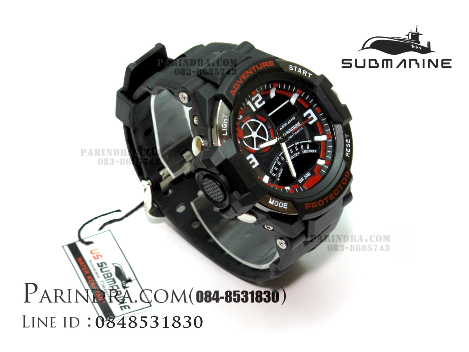นาฬิกา US submarine Adventure Protector รุ่น TP3156M สีดำตัดแดง(พื้นดำ)