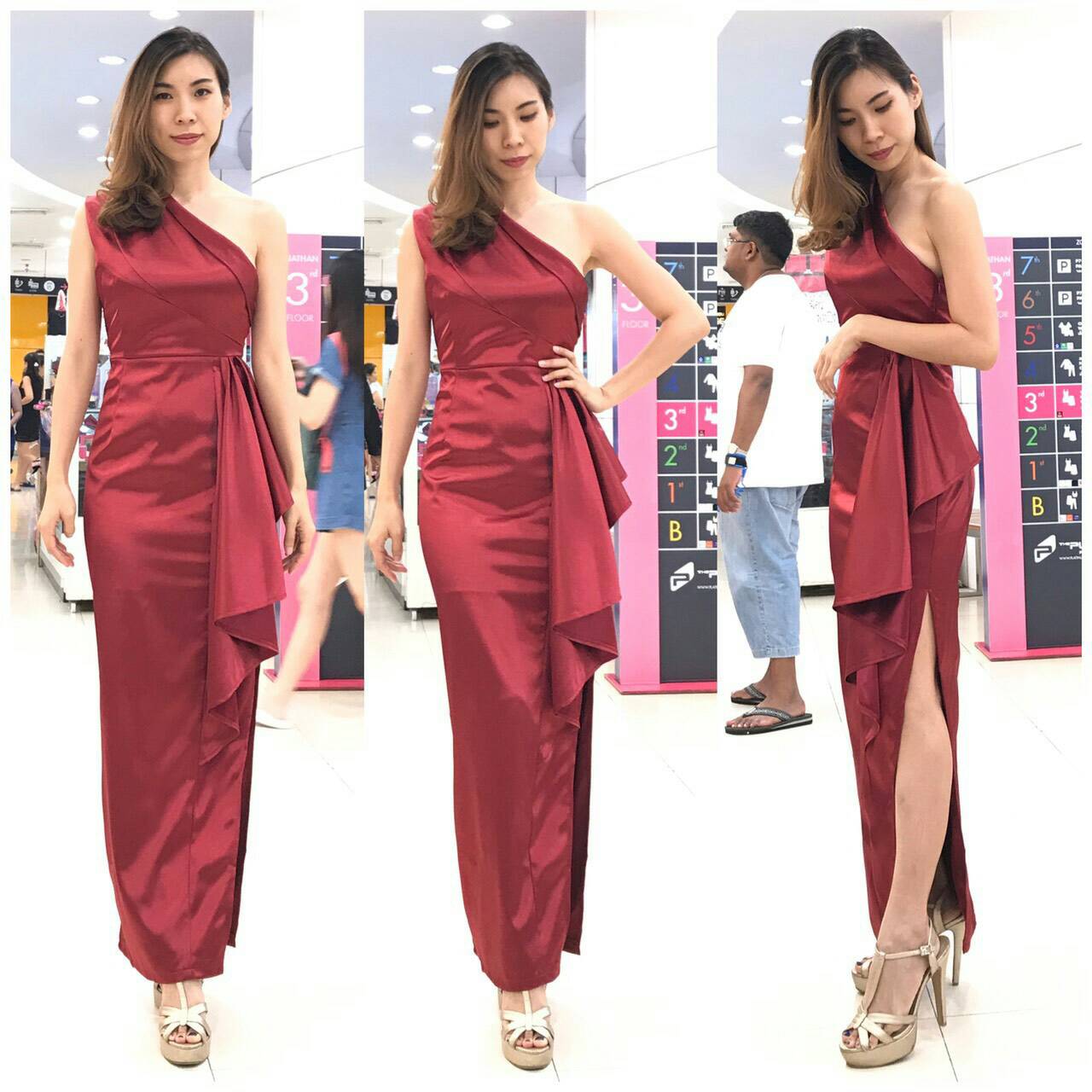 ชุดเพื่อนเจ้าสาว ชุดราตรียาว Lilac - One-shoulder top & side-ruffle skirt