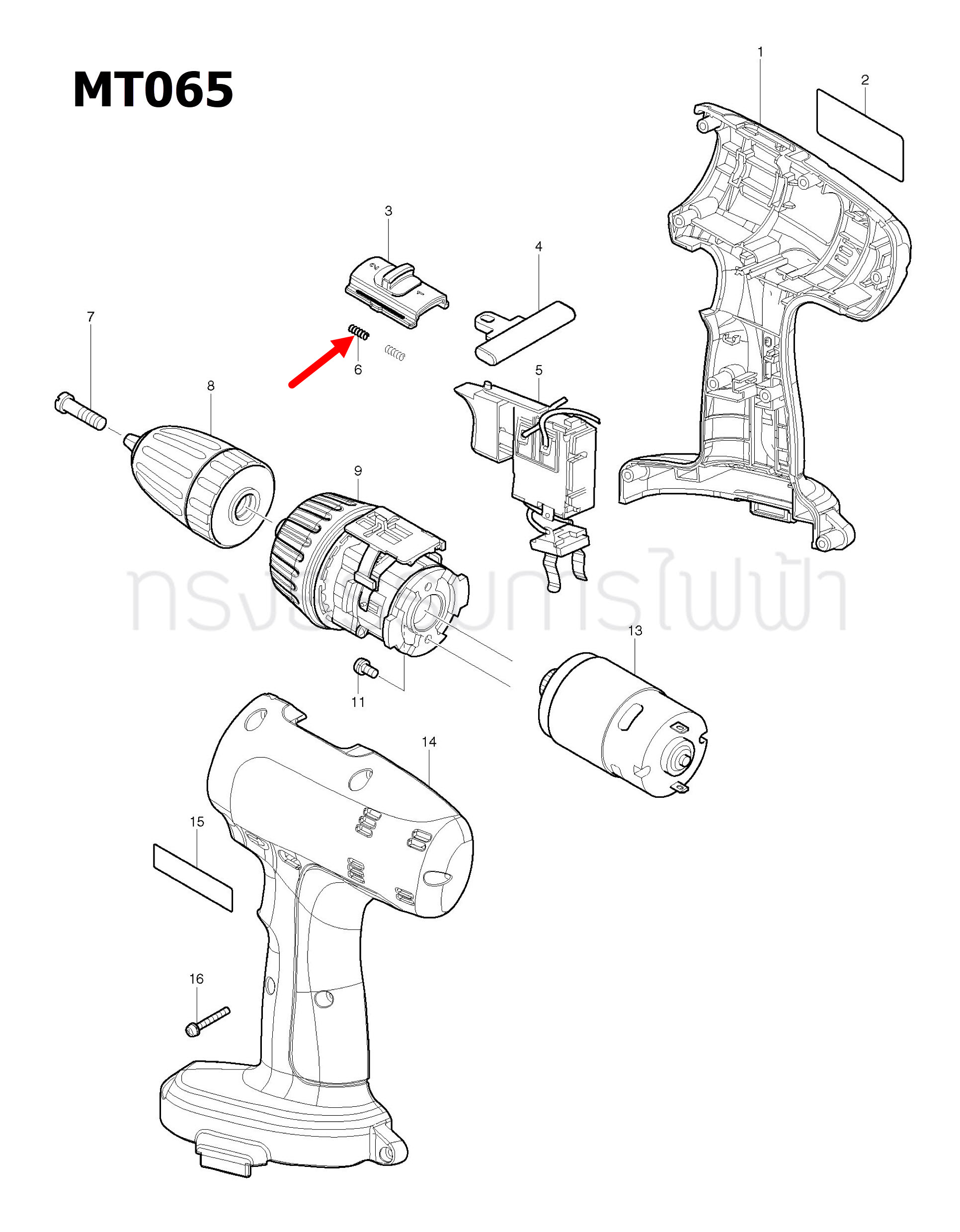COMPRESSION SPRING 4 สว่านไร้สาย Maktec มาคเทค MT062SK, MT065 [#6] Pn.233352-6 (แท้) ##
