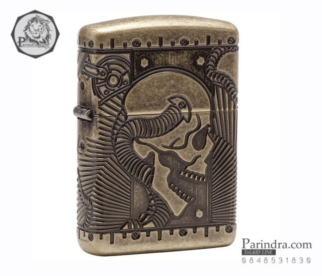 ไฟแช็ค Zippo แท้ Zippo 29268 Steampunk Skull Antique Brass Finish แท้นำเข้า 100%