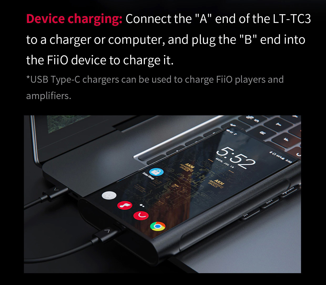 ขาย FiiO LT-TC3 สายชาร์จ/ดาต้า USB-C to USB-C สำหรับ มือถือ Androis ต่อกับ DAP